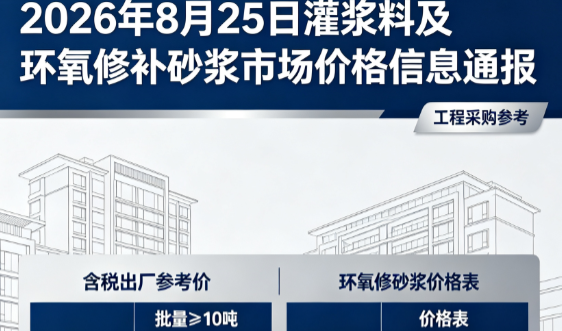 漳县2026年8月25日灌浆料及环氧修补砂浆市场价格信息通报